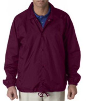 UltraClub Adult Nylon Coaches Jacket, Burgundy, M