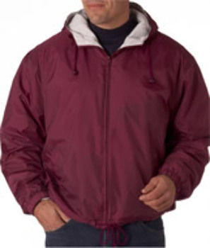 UltraClub Adult Fleece-Lined Hooded Jacket, Burgundy, XL