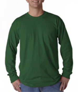 Bayside Adult Union Made Long-Sleeve Cotton Pocket Tee Forest Green L