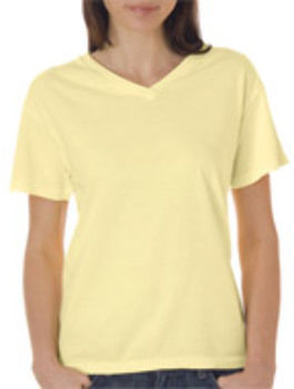 Chouinard Ladies' V-Neck Tee Butter PgmDye XL