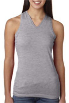LA T Junior V-Neck Racer Back Tank HeatherS