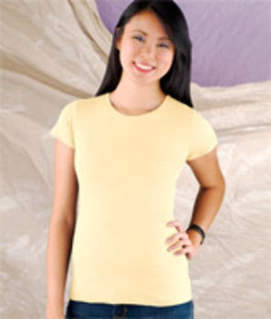 LA T Juniors' Fine Jersey Longer Length T-Shirt Butter XL