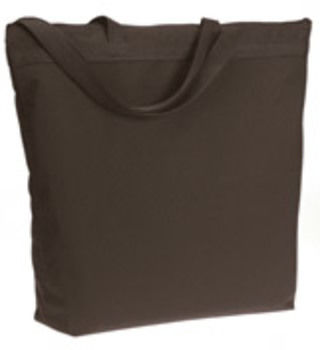 UltraClub Zippered Tote, Brown, One