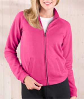 LA T Ladies' French Terry Raglan Cadet Jacket Raspberry Sorbet XL