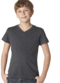 Bella+Canvas Youth Jersey V-Neck Tee Dark Grey HeatherS