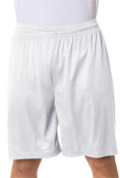 Badger Adult Mesh/Tricot 9"" Shorts, White, 3XL