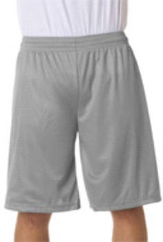 Badger Adult Mesh/Tricot 11"" Shorts, Silver, L