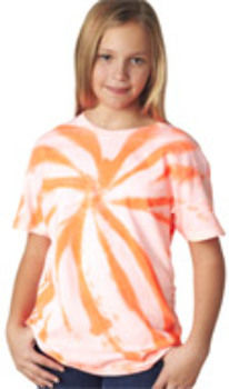 Gildan Tie-Dye Youth Neon One Size-Color Pinwheel Tee Neon Orange L