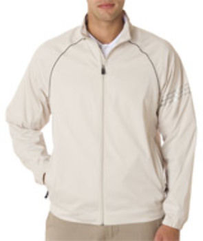 Adidas ClimaProof 3-Stripes Full-Zip Jacket, Ecru/ Black/ Sterling, 2XL