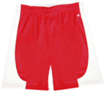 Badger B-Core ""Turn 2"" Ladies Color Block 6"" Athletic Shorts Red/ White XL