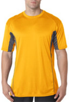 Badger Adult Tee with Contrast Panels Gold/ Graphite 2XL