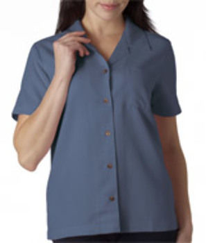 UltraClub Ladies' Cabana Breeze Camp Shirt, Wedgewood, S