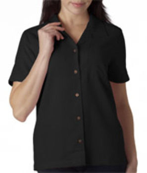 UltraClub Ladies' Cabana Breeze Camp Shirt, Black, 2XL