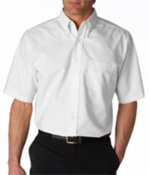 UltraClub Men's Classic Wrinkle-Free Short-Sleeve Oxford, White, 4XL
