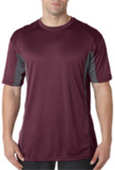 Badger Adult Tee with Contrast Panels Maroon/ Graphite 3XL
