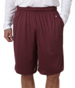 Badger Adult 10"" B-Core Performance Shorts With Pocket Maroon S