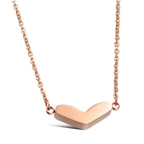 14K Rose Gold Plated Heart Pendant Necklace