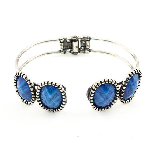 FOUR RESIN STONE HINGE CUFF BANGLE BRACELET - CASE OF 12