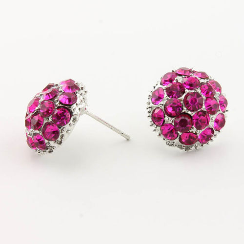 CIRCLE RHINESTONE STUD EARRINGS - CASE OF 12