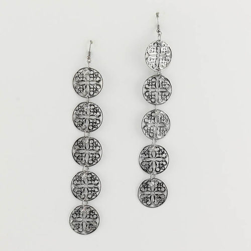 LONG CIRCLE SHAPE RHINESTONE DANGLE EARRINGS - CASE OF 12