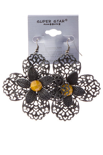 FILIGREE FLOWER WITH COLORFUL RESIN STONE CENTER - CASE OF 12