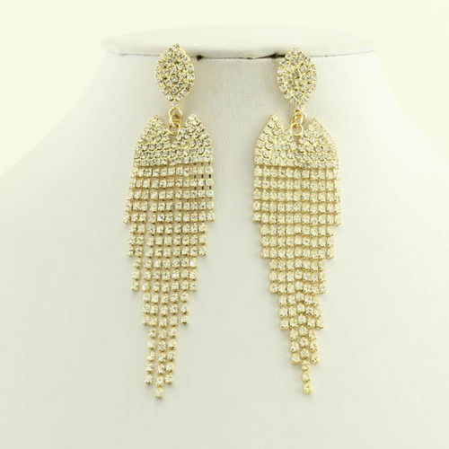 GOLD RHINESTONE ASCENDING EARRING - CASE OF 6