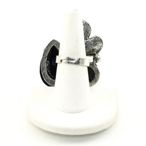 GEOMETRIC SHAPE RESIN STONE RHINESTONE FLOWER ADJUSTABLE RING - CASE OF 12