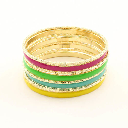 MULTI COLOR BANGLE BRACELET SET - CASE OF 6