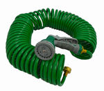 Green Coil Garden 100' Hose w/ 7 Pattern Spray Nozzle