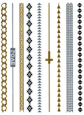 Metallic Jewelry Temporary Tattoo Pack -  Cross