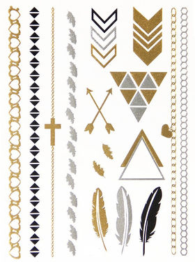 Metallic Jewelry Temporary Tattoo Pack -  Indian