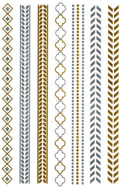 Metallic Jewelry Temporary Tattoo Pack -  Linear