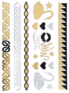 Metallic Jewelry Temporary Tattoo Pack -  Kiss