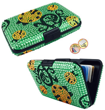 Jeweled Aluminum Wallet - Lady Bug