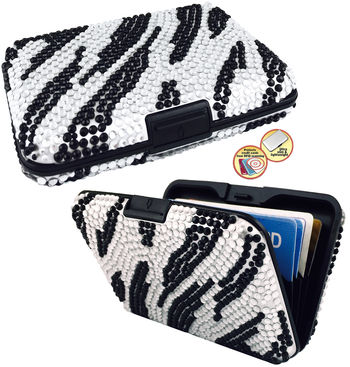 Jeweled Aluminum Wallet - Zebra