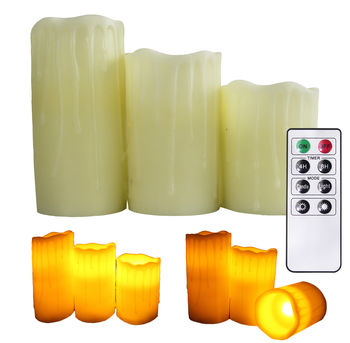 Flameless Candles Real Wax Dripping LED Powered With Remote