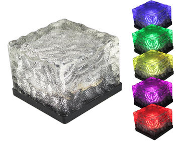 1pc - Solar Powered LED Frosted Ice Rock - Garden Pathway Light