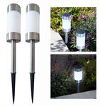 Solar LED Pathway Ourdoor Lights - Stainless Steel & Waterproof - Perfect For Landscaping, Lawn, Patio, Driveway, or Walkway - Set of 2