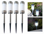 Solar LED Pathway Ourdoor Lights - Stainless Steel & Waterproof - Perfect For Landscaping, Lawn, Patio, Driveway, or Walkway  - Set of 4