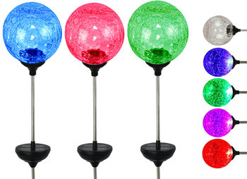 1 Pc - Solar LED Color Changing Crackle Glass Globe - Large