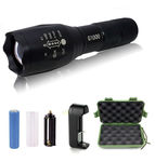 2 - G1000 Portable Zoomable Tactical LED Flashlight - 2000 Lumens - Lithium Ion Rechargeable