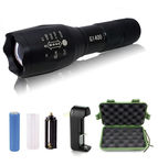 1 - G1400 Portable Zoomable Tactical LED Flashlight - 2500 Lumens - Lithium Ion Rechargeable