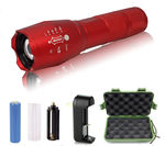 2 - G1000 Portable Zoomable Tactical LED Flashlight - 2000 Lumens - Red