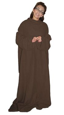 Soft Fleece Blanket With Sleeves - Brown