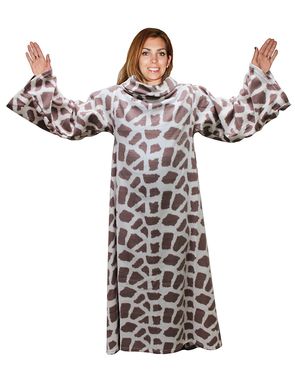 Soft Fleece Blanket With Sleeves - Giraffe