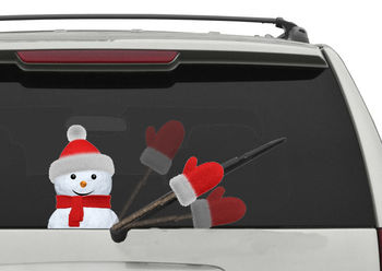 Rear Vehicle Car Window Waving Moving Windshield Wiper Blade Tag Decal Sticker  - Snowman