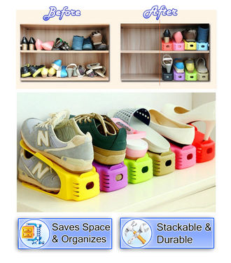 8pc Shoe Storage Slot Organizer Rack - Space Saving Shelf Storage