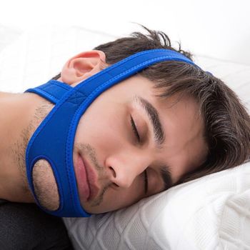 Snore Relief Open Chin Strap - Anti Snoring Adjustable Neoprene Belt - TMJ Sleap Apnea