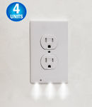 Wall Outlet LED Night Light - Easy Snap On Outlet Cover Plate - No Wires Or Batteries Needed - 4 Pack