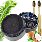 Charcoal Teeth Whitening Powder, Natural Activated Charcoal Coconut Shells + 2 Bamboo Toothbrushes - Safe Effective Tooth Whitener Solution